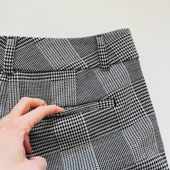 Ann TAylor Pant Trouser Houndstooth Herringbone Plaid Black White Winter Classic - Picture 4 of 9